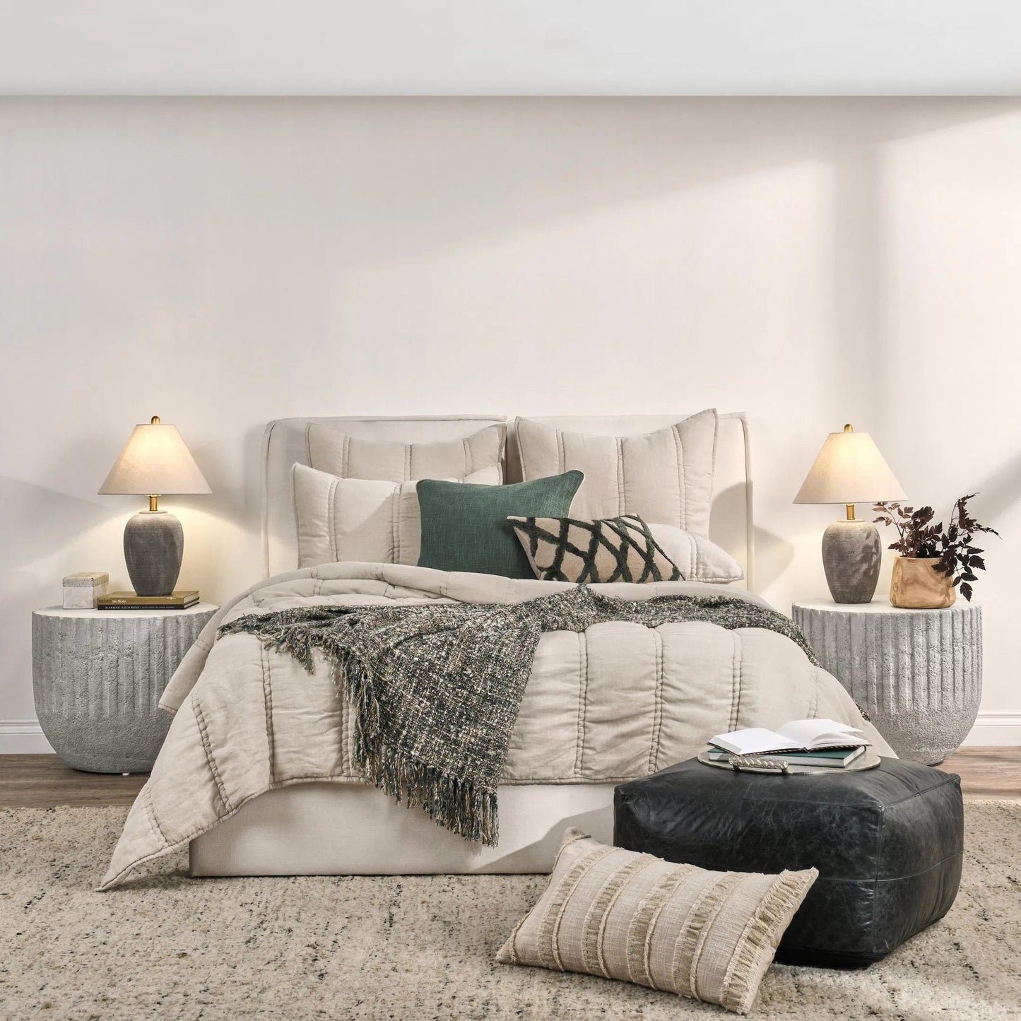 025 SI-2256387 | Lifestyle | Rowen Cloud Quilt by Villa by Classic Home. Made from 100% ramie in a transitional style.