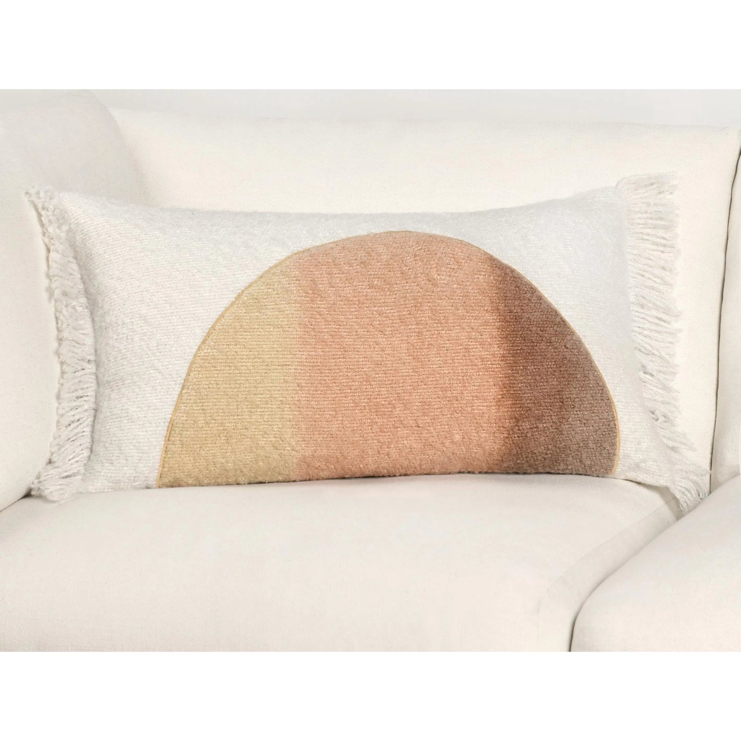 007 SI-2243857 | Lifestyle | Rahun Hand-Dip Dyed Throw Pillow by Villa by Classic Home in ivory. Made from 70% wool acrylic, 30% polyester in a transitional style.