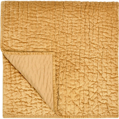 Bari Velvet Honey Gold Quilt by Villa by Classic Home in gold. Made from front: 100% rayon velvet, back: 100% solid cotton back in a eclectic & global style.