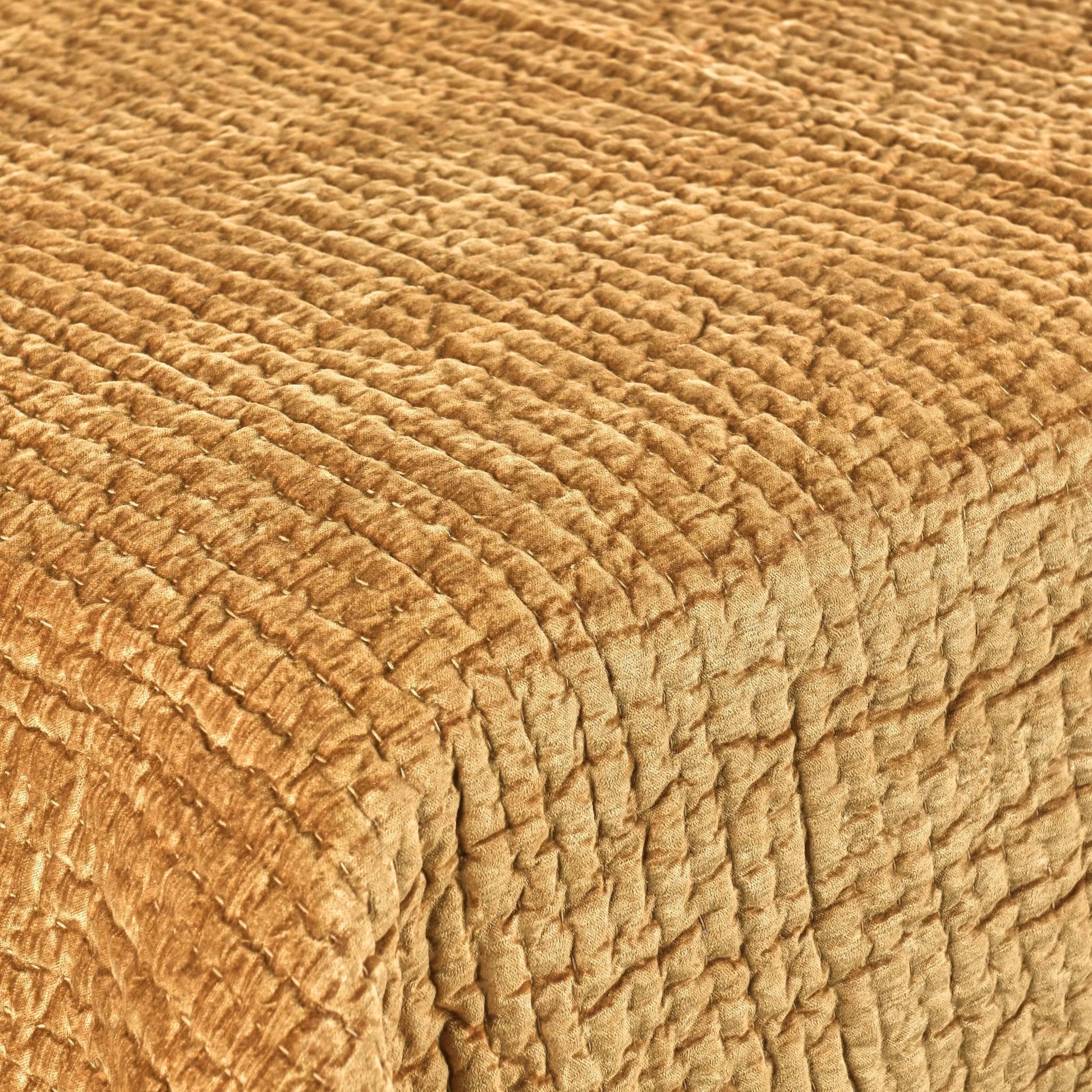 Bari Velvet Honey Gold Quilt by Villa by Classic Home in gold. Made from front: 100% rayon velvet, back: 100% solid cotton back in a eclectic & global style.