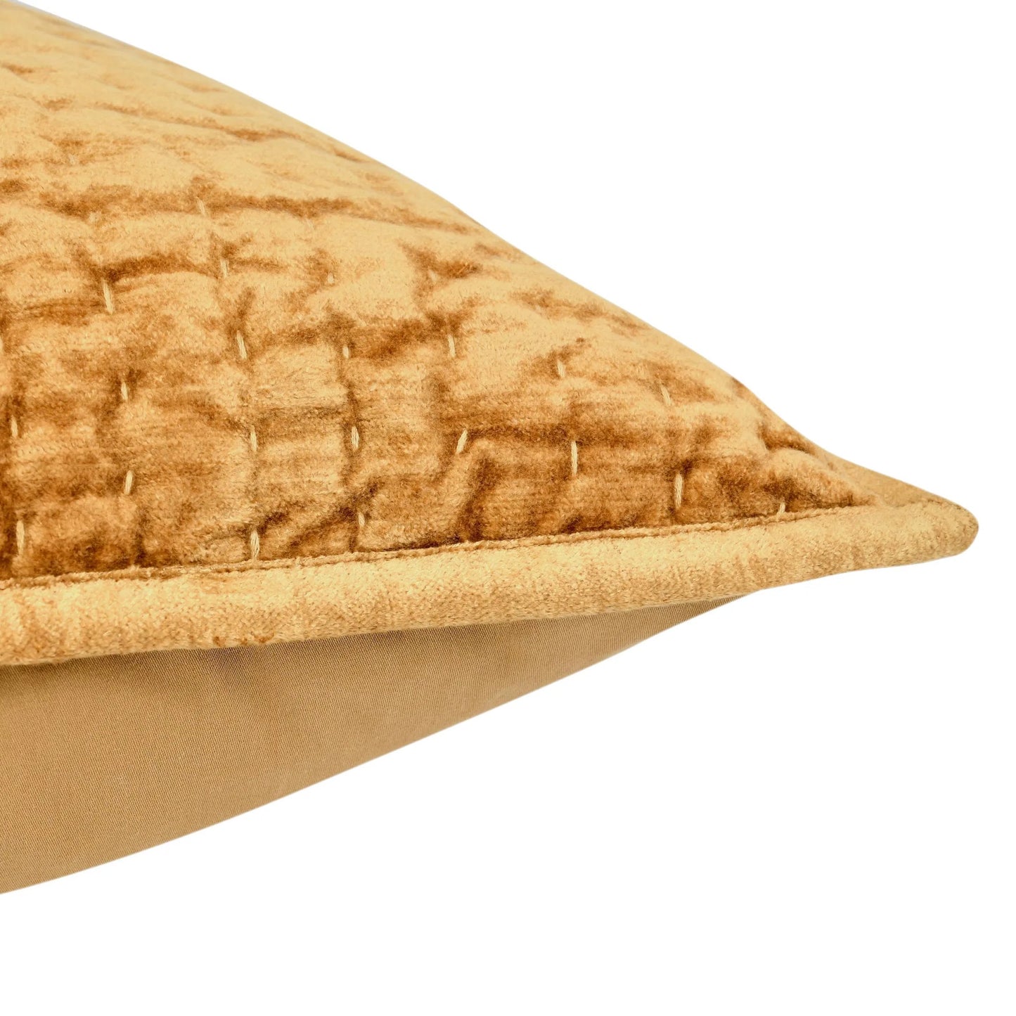 010 SI-2256402 | Closeup | Bari Velvet Honey Gold Sham by Villa by Classic Home in gold. Made from front: 100% rayon velvet, back: 100% solid cotton back in a eclectic & global style.
