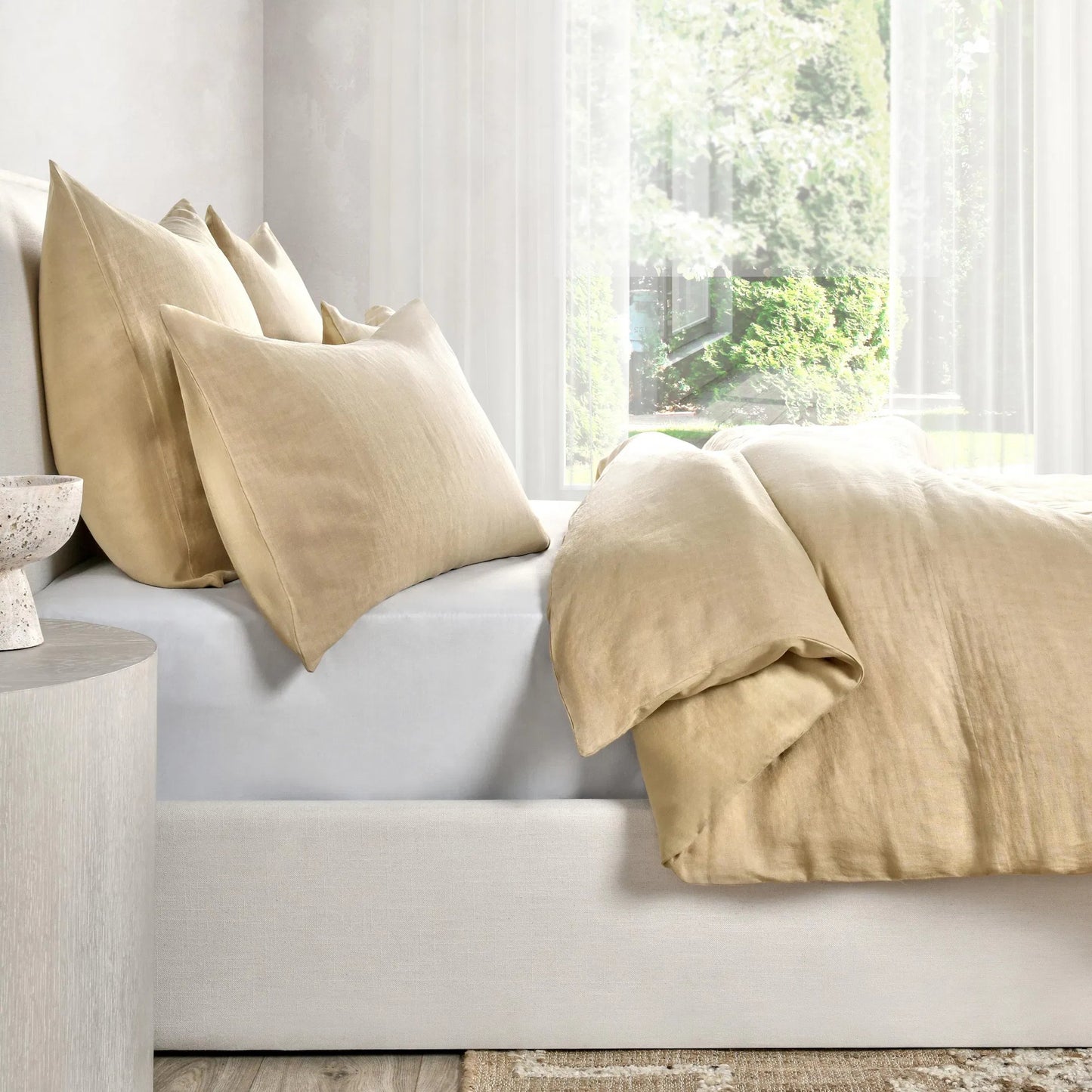 009 SI-2256405 | Lifestyle | Paloma Hemp Ochre Duvet by Villa by Classic Home. Made from 100% hemp in a transitional style.