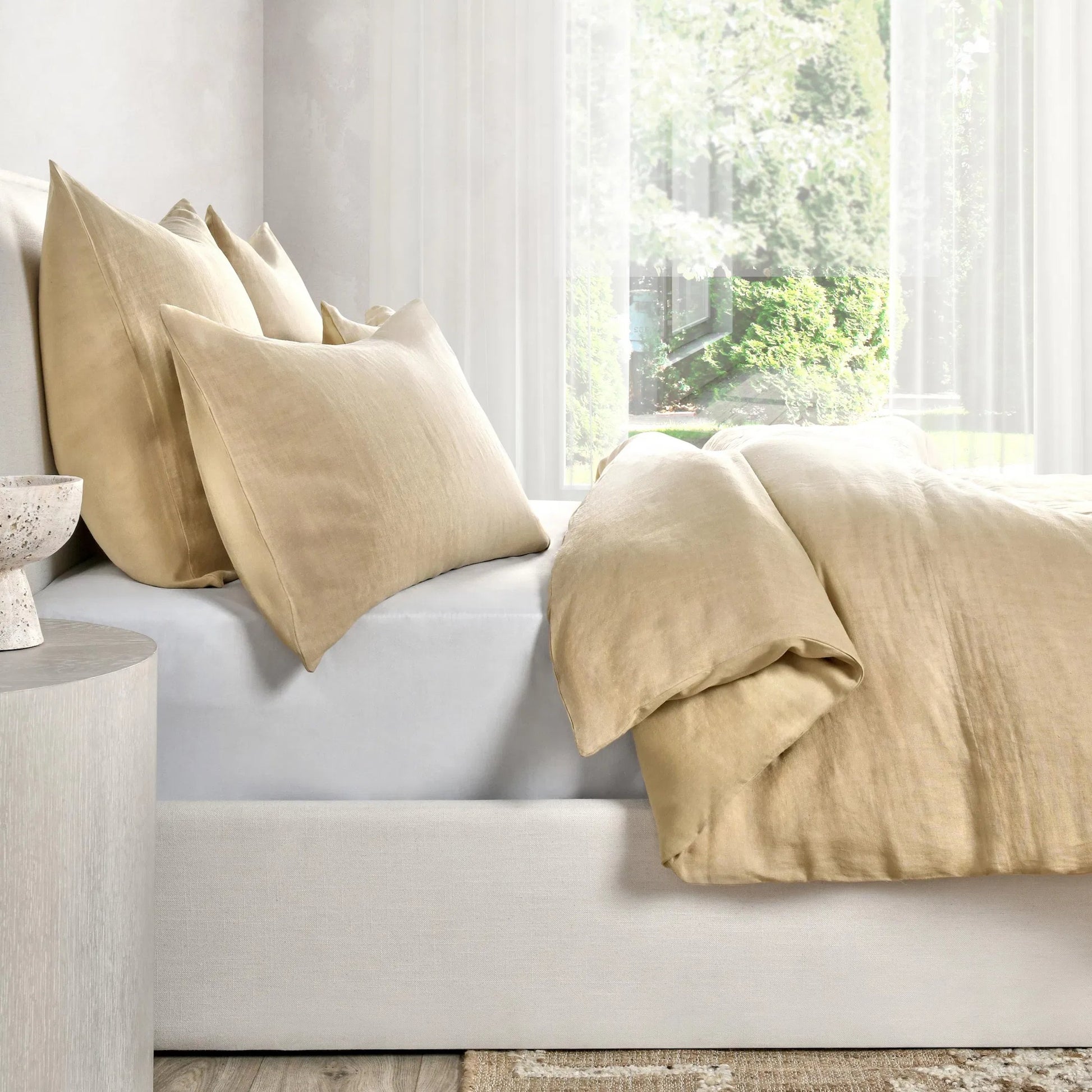 Paloma Hemp Ochre Duvet by Villa by Classic Home. Made from 100% hemp in a transitional style.