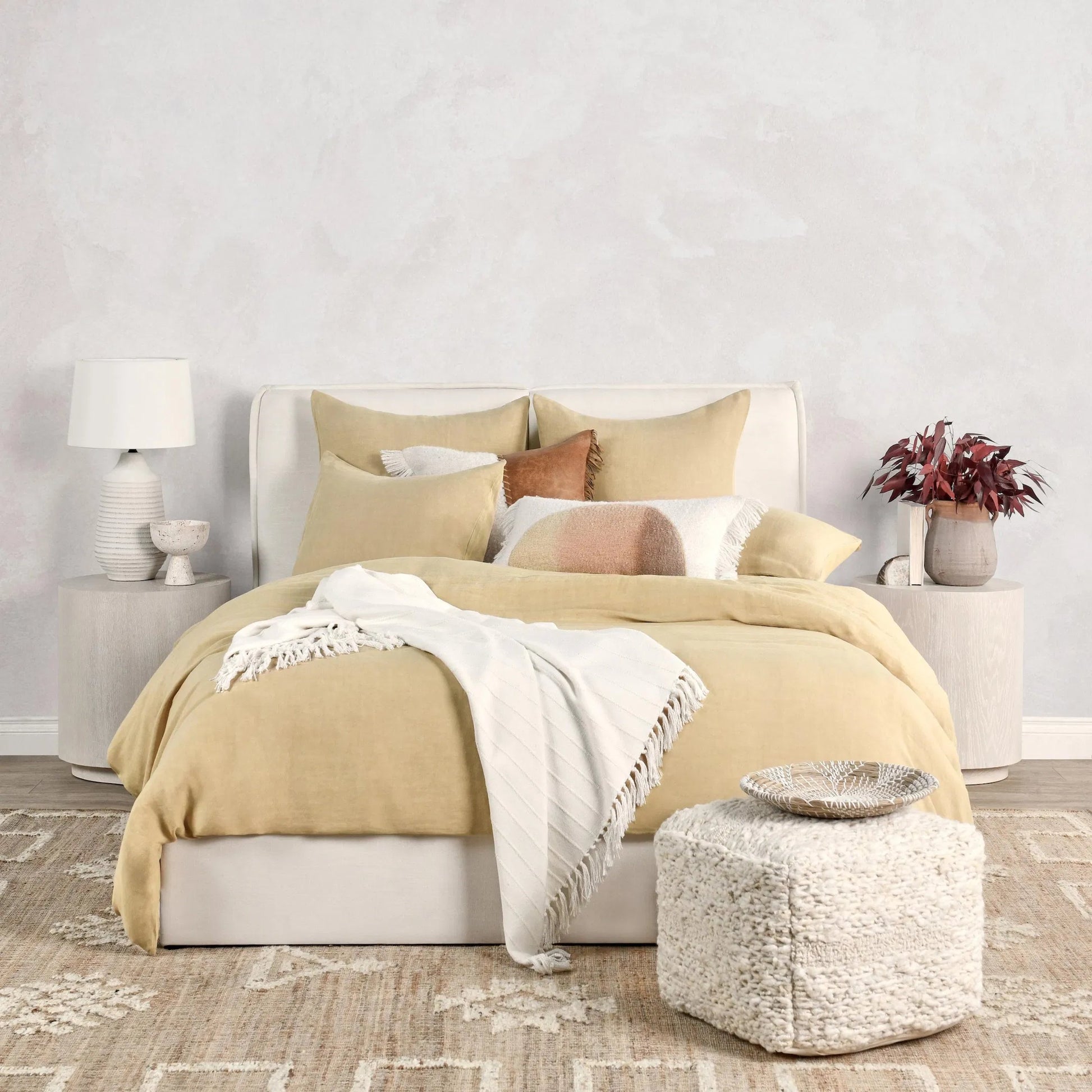 Paloma Hemp Ochre Duvet by Villa by Classic Home. Made from 100% hemp in a transitional style.