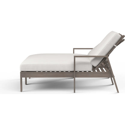 Laguna Outdoor Double Chaise Lounge by Sunset West in browns. Made from aluminum in a modern style.