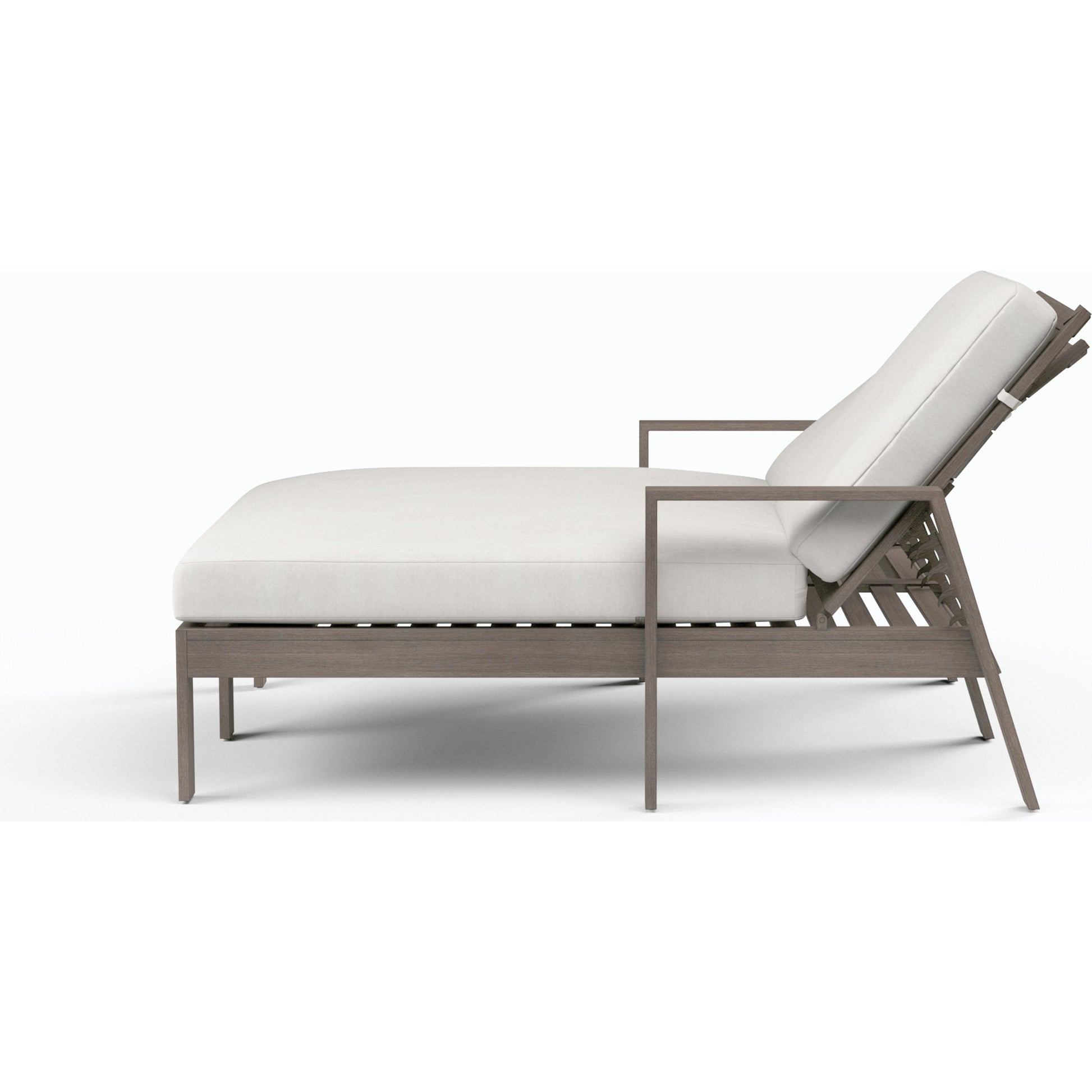 Laguna Outdoor Chaise Lounge by Sunset West in browns. Made from aluminum in a modern style.