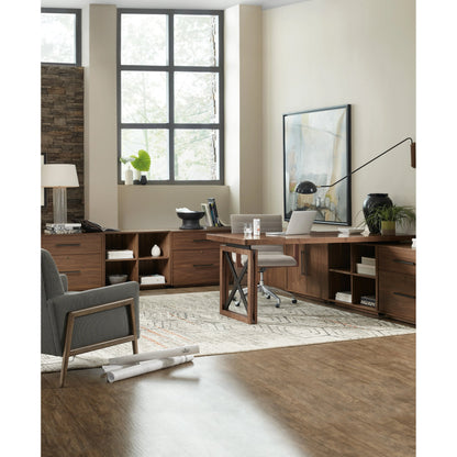 Elon Cabinet by Hooker Furniture in walnut. Made from flat cut walnut veneers in a traditional style.