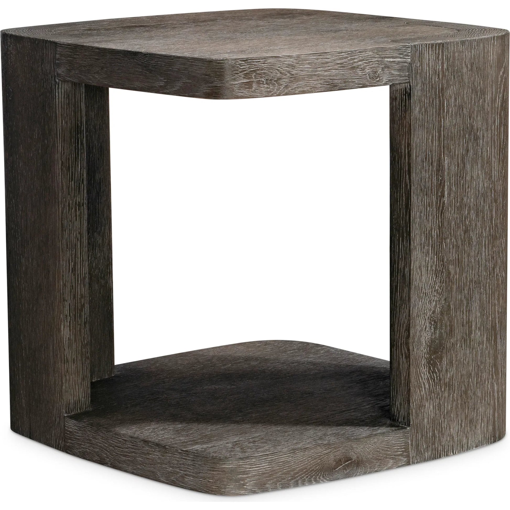 Boyle Side Table by Bernhardt in porcini. Made from wood in a transitional style.