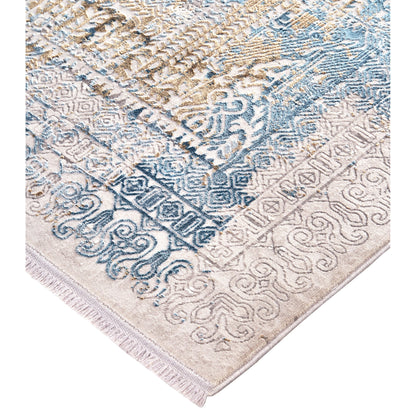 Cadiz Rug - 3890F by Feizy in blue, gray, gold. Made from viscose, acrylic in a unique style.