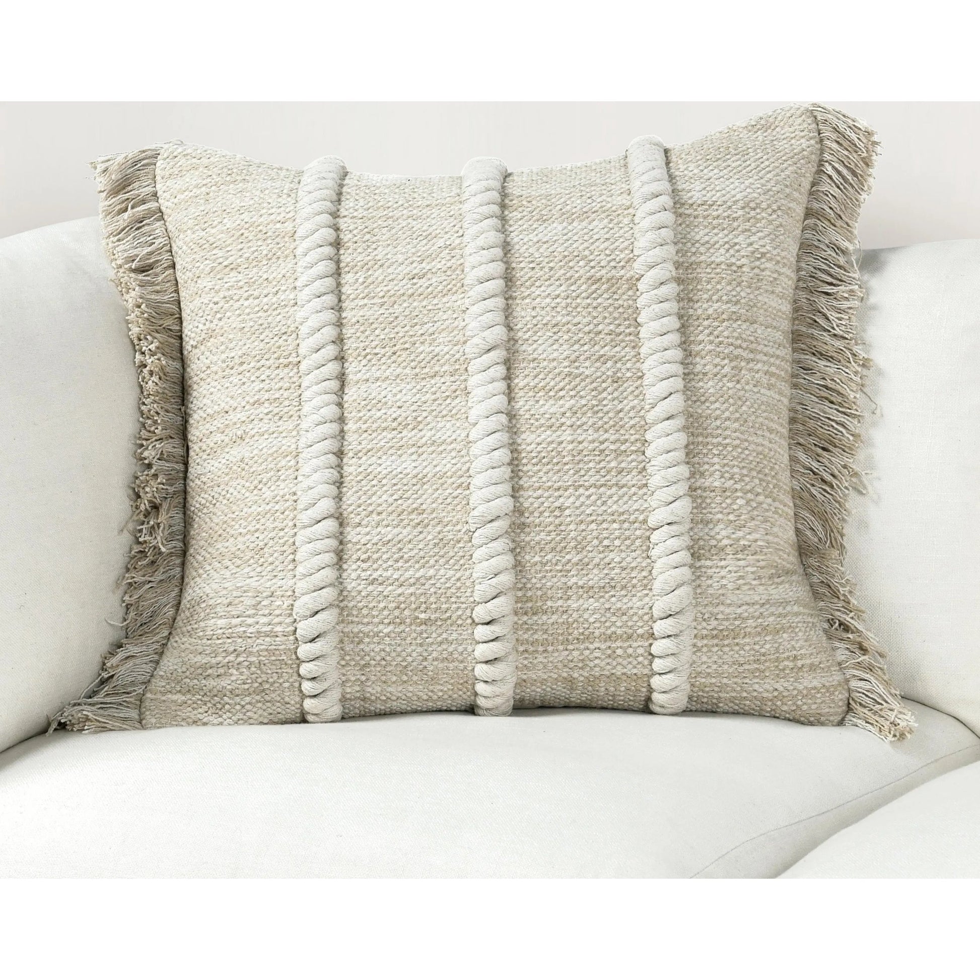 Lucera Woven Fabric Throw Pillow by Villa by Classic Home in beige. Made from 100% cotton in a transitional style.