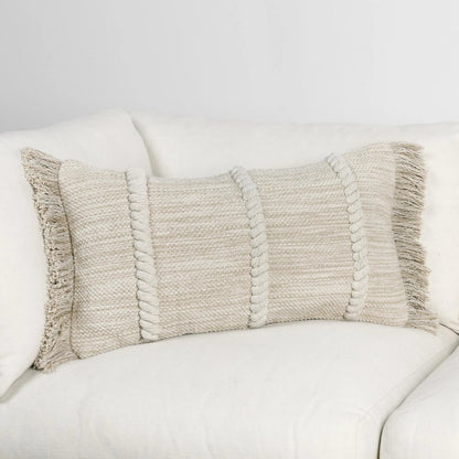 Lucera Woven Fabric Throw Pillow by Villa by Classic Home in beige. Made from 100% cotton in a transitional style.