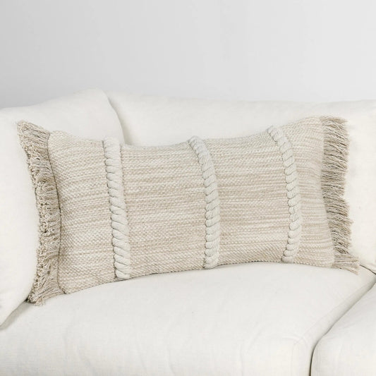 Lucera Woven Fabric Throw Pillow by Villa by Classic Home in beige. Made from 100% cotton in a unique style.