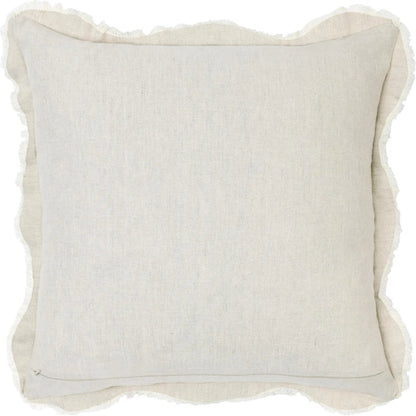 Tollo Applique Design Linen Blend Throw Pillow by Villa by Classic Home in ivory. Made from 50% cotton, 50% linen in a transitional style.