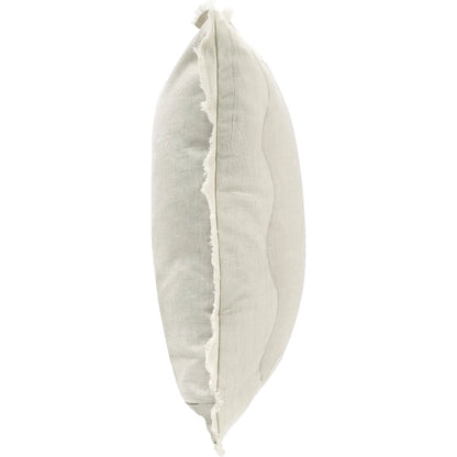 Tollo Applique Design Linen Blend Throw Pillow by Villa by Classic Home in ivory. Made from 50% cotton, 50% linen in a transitional style.