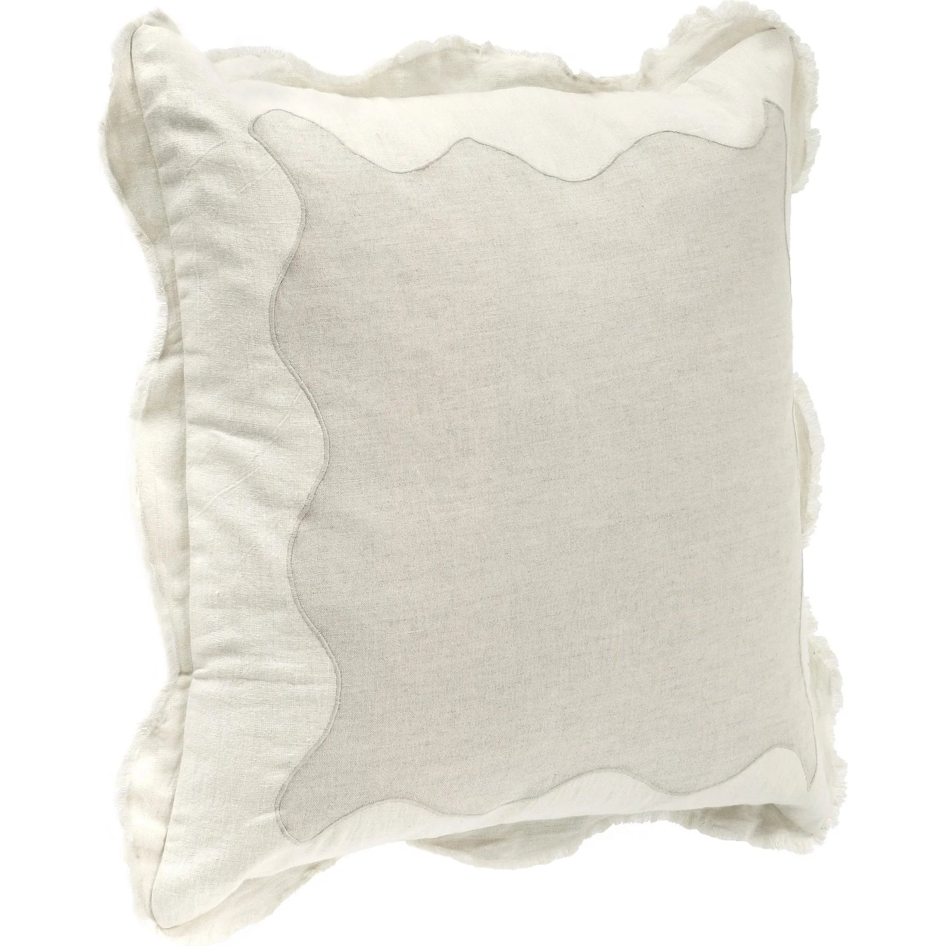 Tollo Applique Design Linen Blend Throw Pillow by Villa by Classic Home in ivory. Made from 50% cotton, 50% linen in a transitional style.