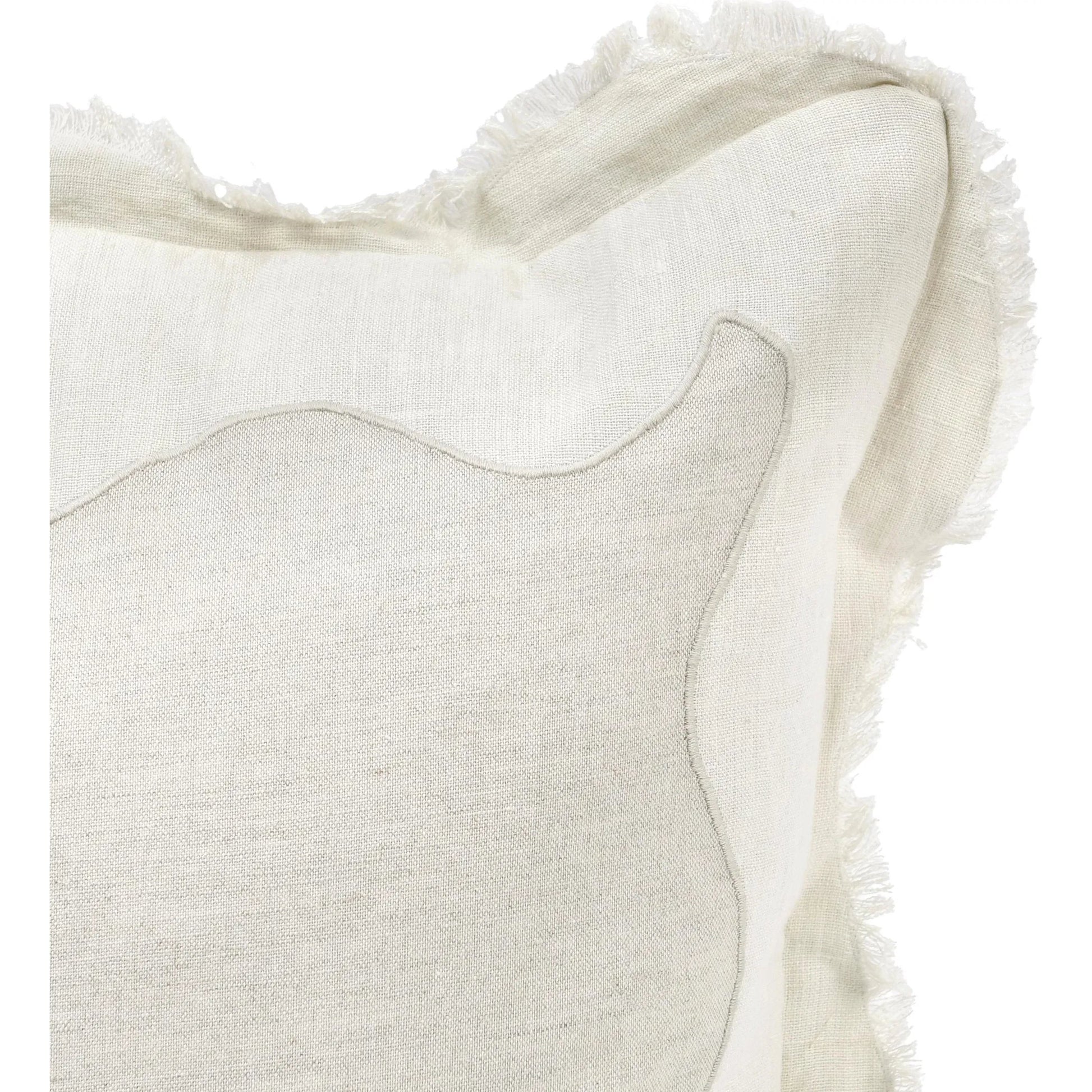 Tollo Applique Design Linen Blend Throw Pillow by Villa by Classic Home in ivory. Made from 50% cotton, 50% linen in a transitional style.
