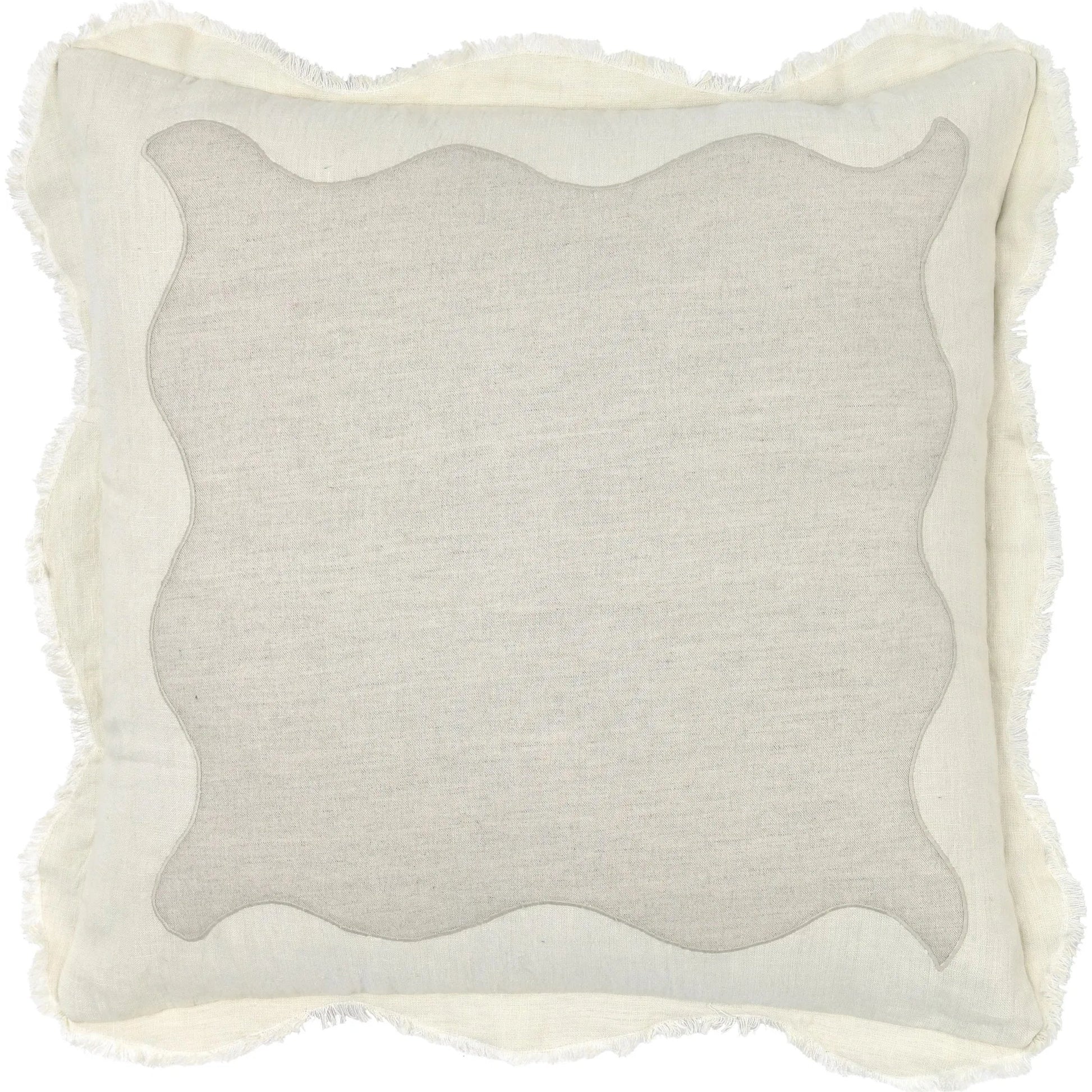 Tollo Applique Design Linen Blend Throw Pillow by Villa by Classic Home in ivory. Made from 50% cotton, 50% linen in a transitional style.
