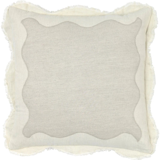 Tollo Applique Design Linen Blend Throw Pillow by Villa by Classic Home in ivory. Made from 50% cotton, 50% linen in a unique style.