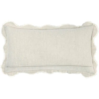 Tollo Applique Design Linen Blend Throw Pillow by Villa by Classic Home in ivory. Made from 50% cotton, 50% linen in a transitional style.