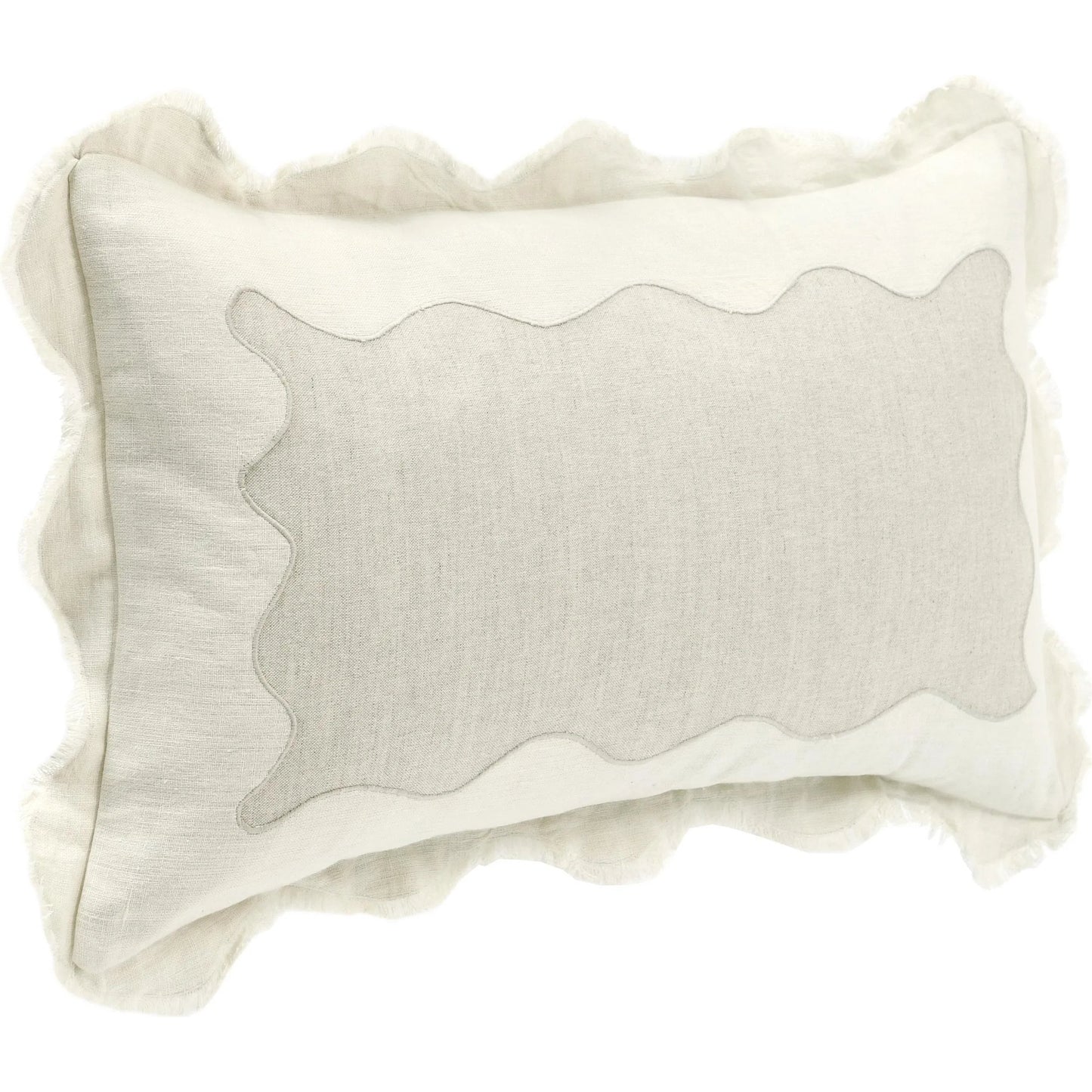 004 SI-2243724 | Additional Silo | Tollo Applique Design Linen Blend Throw Pillow by Villa by Classic Home in ivory. Made from 50% cotton, 50% linen in a transitional style.