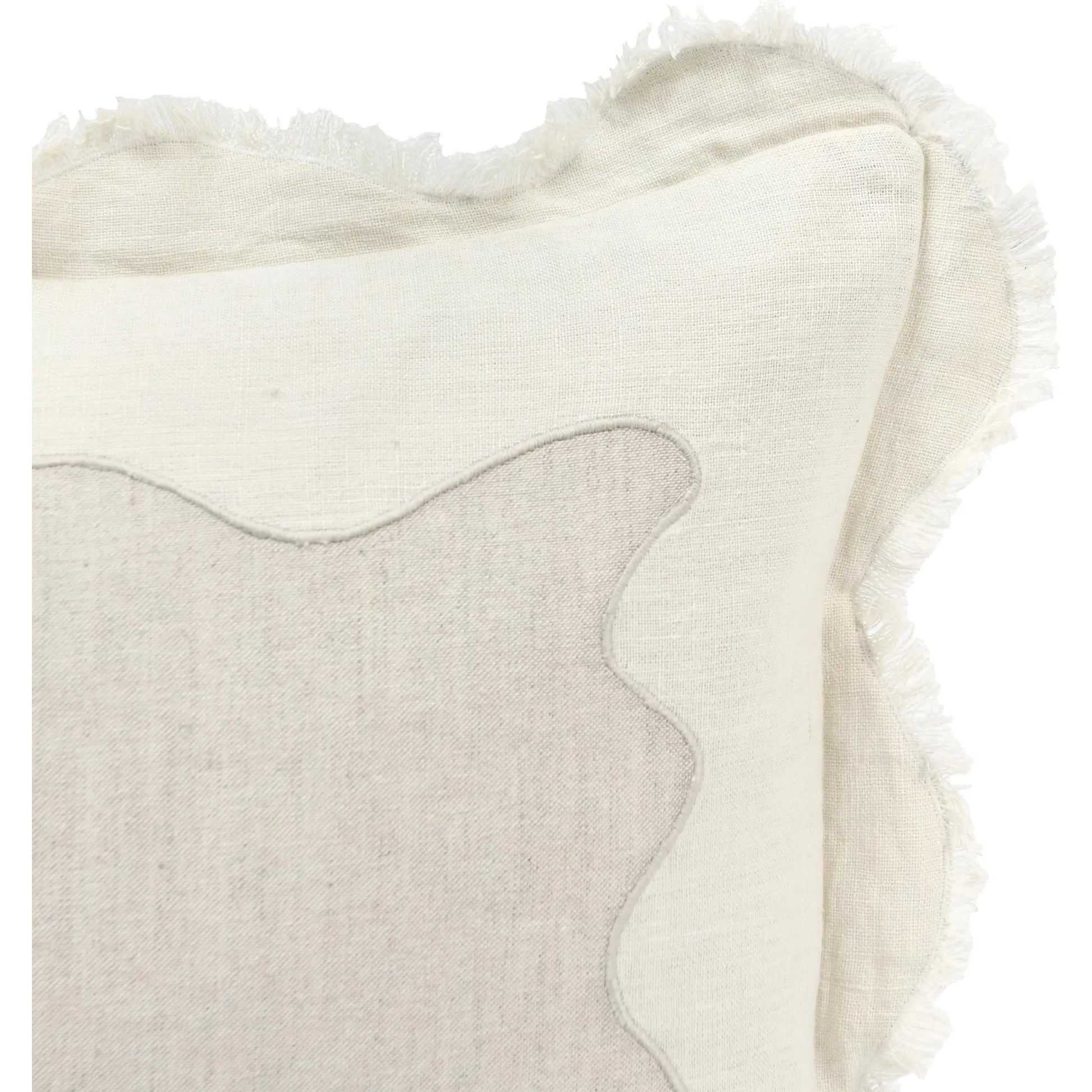 Tollo Applique Design Linen Blend Throw Pillow by Villa by Classic Home in ivory. Made from 50% cotton, 50% linen in a transitional style.