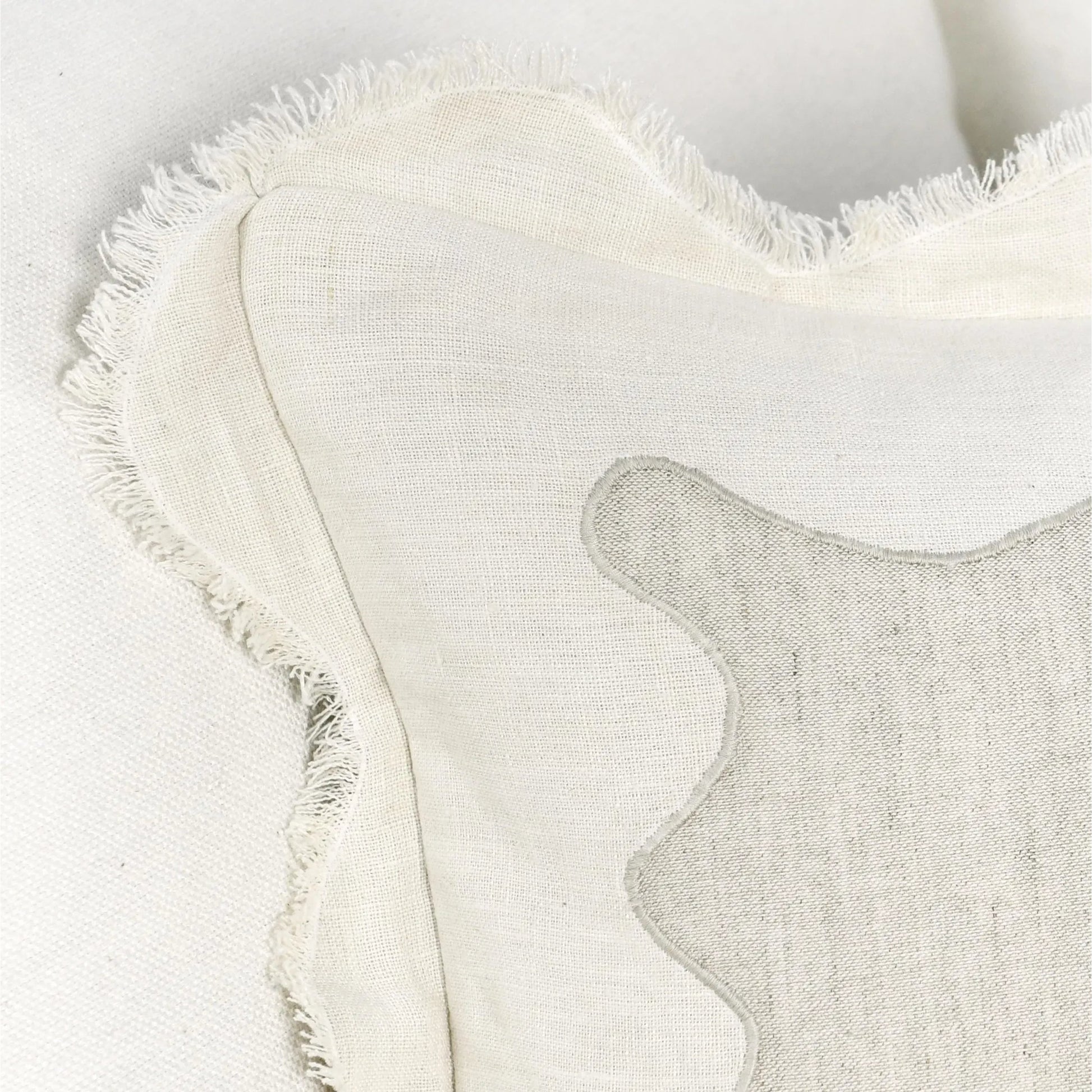 Tollo Applique Design Linen Blend Throw Pillow by Villa by Classic Home in ivory. Made from 50% cotton, 50% linen in a transitional style.