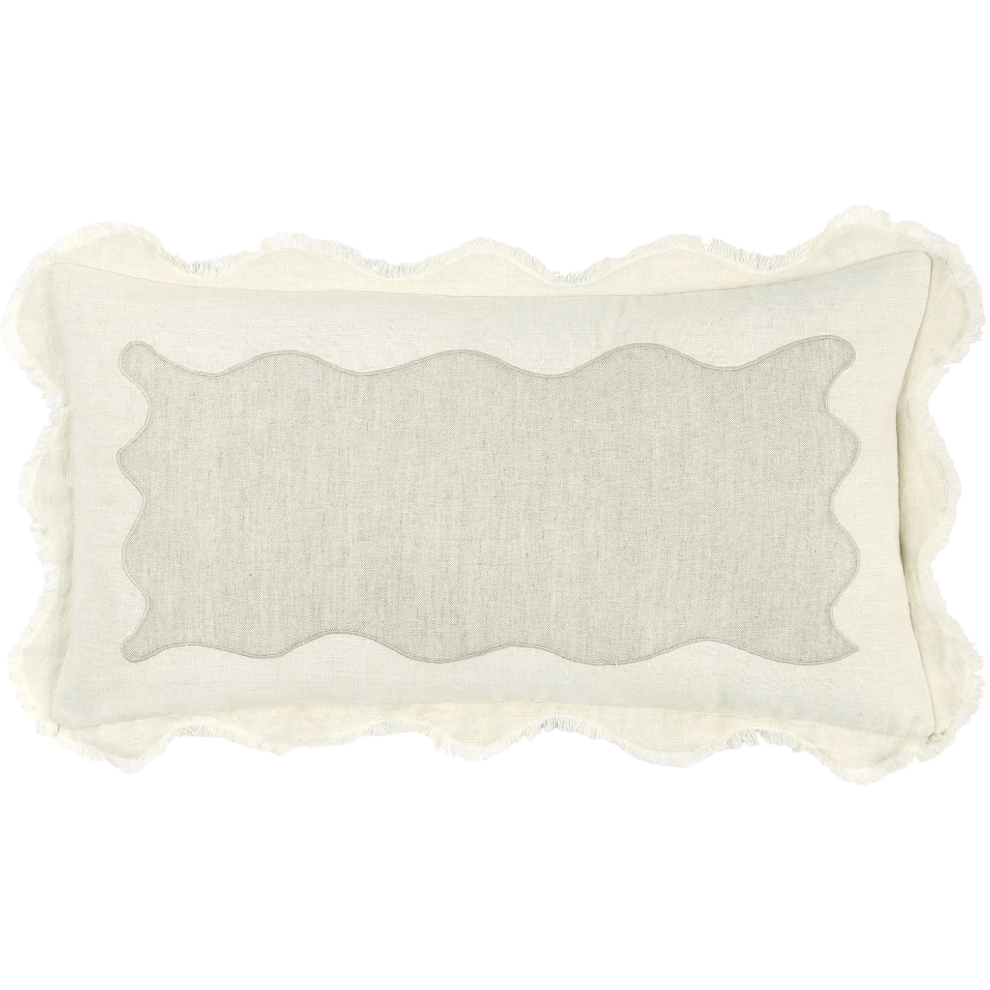 Tollo Applique Design Linen Blend Throw Pillow by Villa by Classic Home in ivory. Made from 50% cotton, 50% linen in a transitional style.