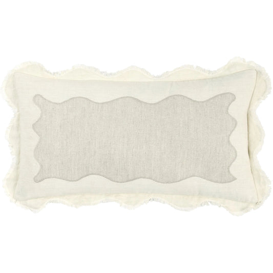 Tollo Applique Design Linen Blend Throw Pillow by Villa by Classic Home in ivory. Made from 50% cotton, 50% linen in a unique style.