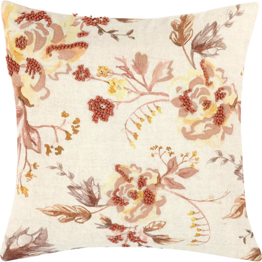 Amra Belgian Linen Throw Pillow by Villa by Classic Home in clay. Made from 100% belgian flax linen in a unique style.