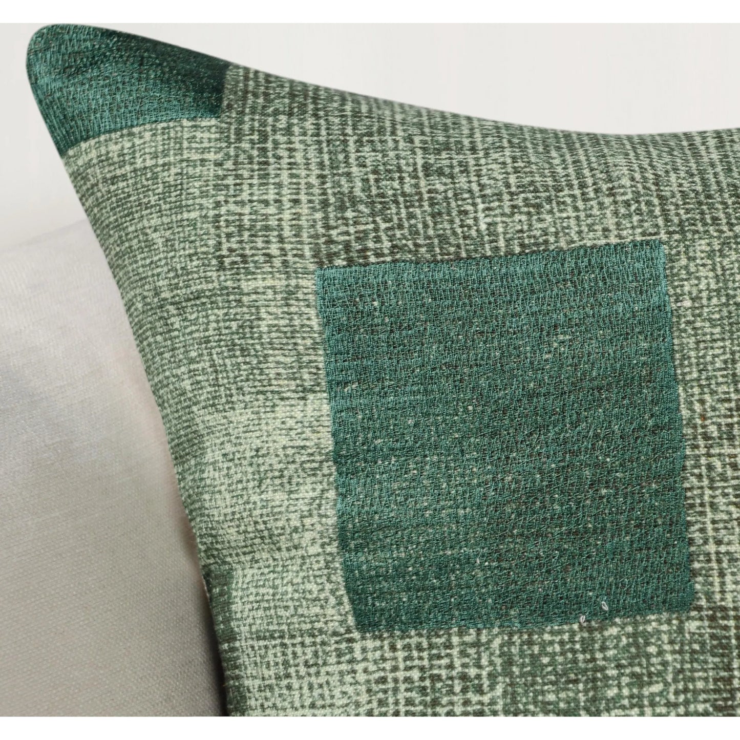 006 SI-2243868 | Closeup | Praia Belgian Linen Throw Pillow by Villa by Classic Home in green. Made from 100% belgian flax linen in a modern style.