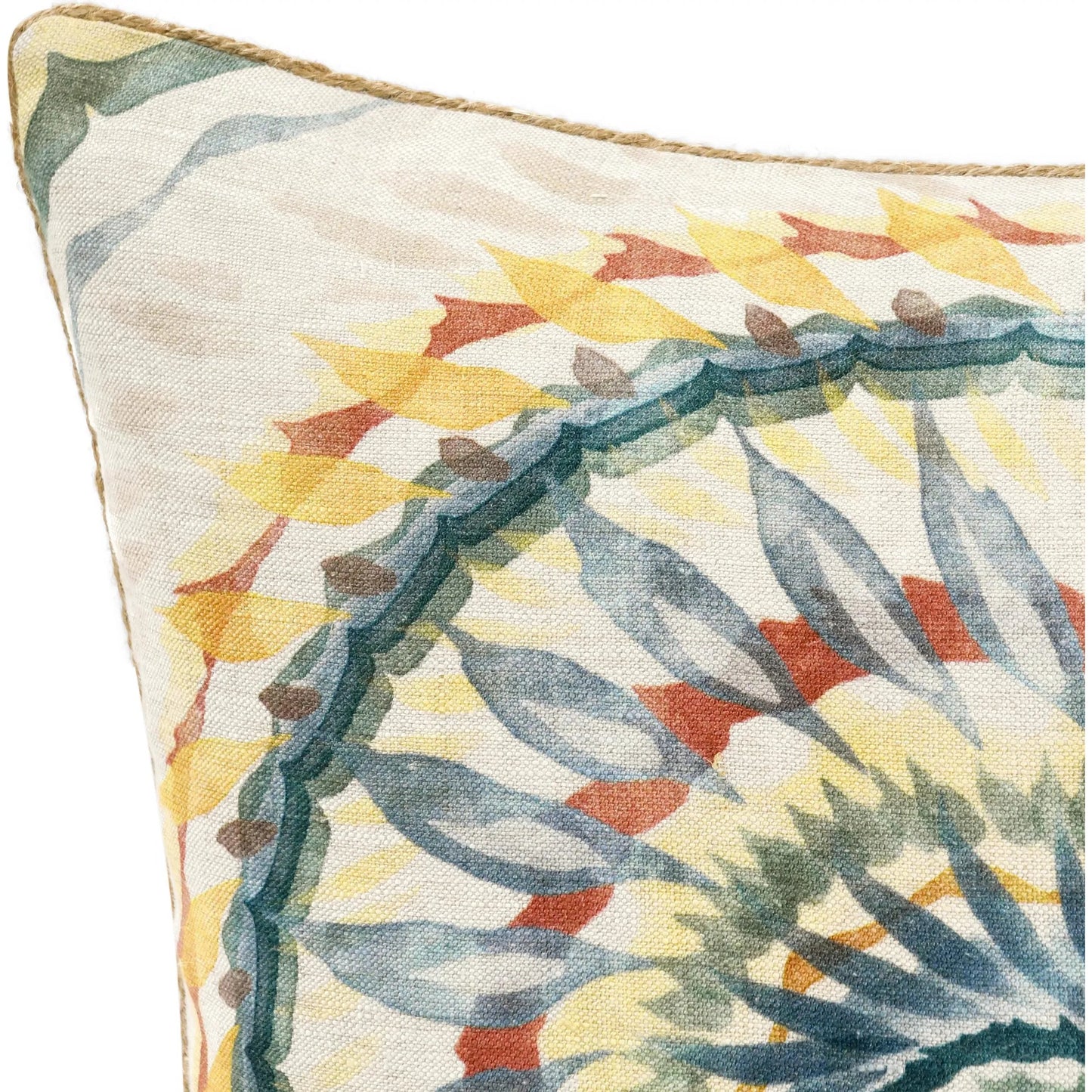 005 SI-2243870 | Closeup | Mesta Belgian Linen Throw Pillow by Villa by Classic Home in multi-color. Made from 100% belgian flax linen in a eclectic & global style.