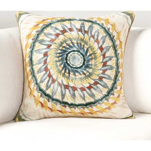 Mesta Belgian Linen Throw Pillow by Villa by Classic Home in multi-color. Made from 100% belgian flax linen in a unique style.