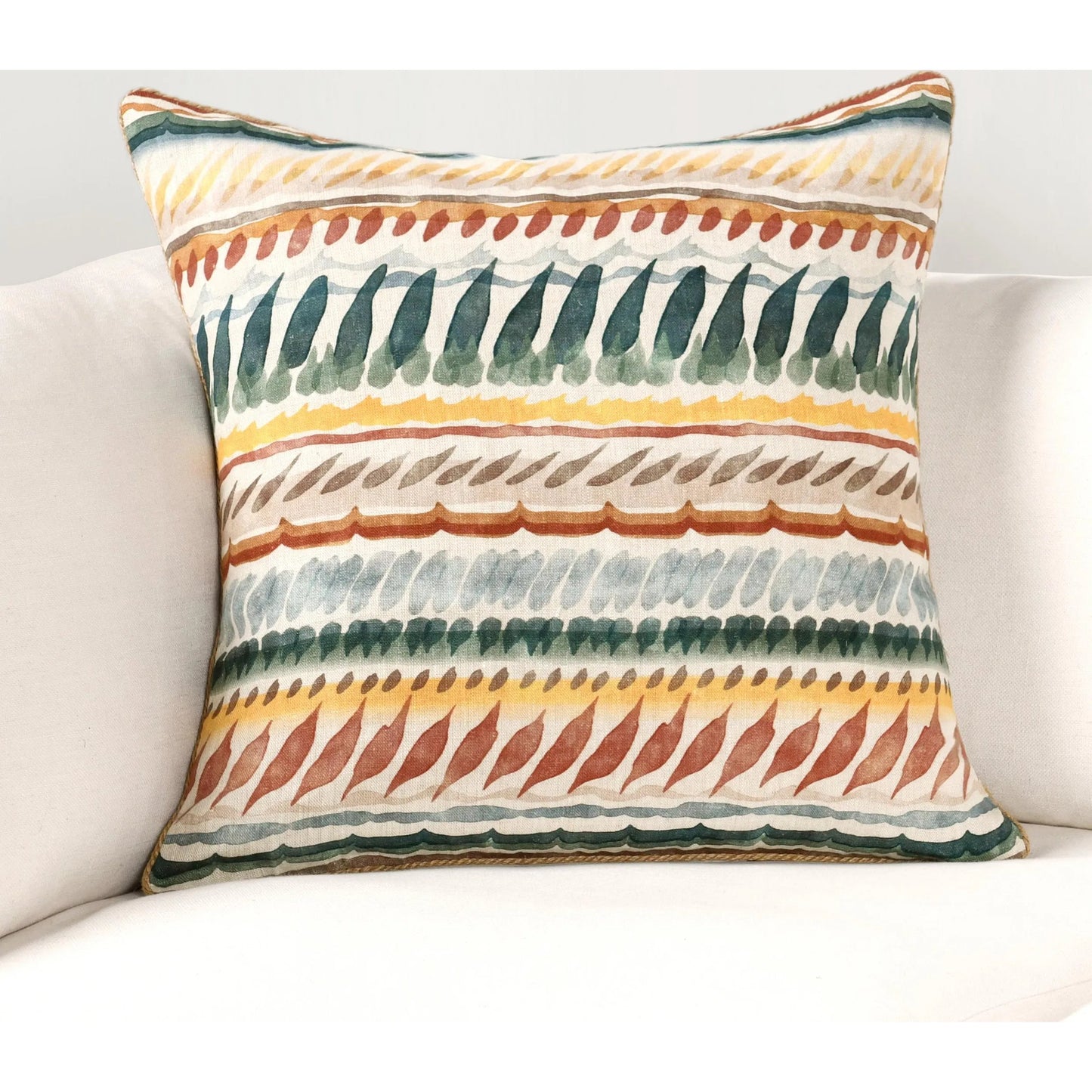007 SI-2243871 | Lifestyle | Cetara Belgian Linen Fabric Multi-Color Throw Pillow by Villa by Classic Home in multi-color. Made from 100% belgian flax linen in a eclectic & global style.