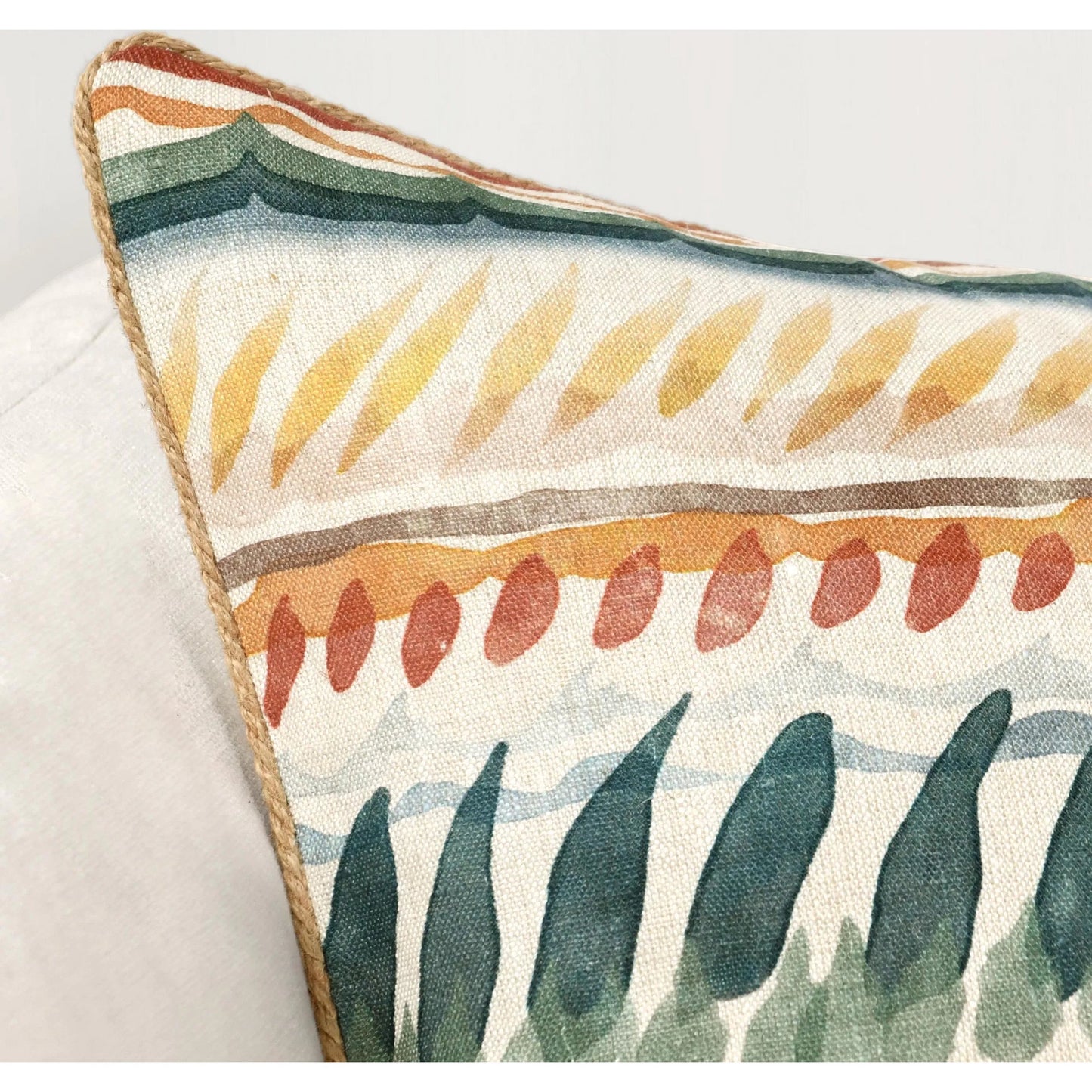 005 SI-2243871 | Closeup | Cetara Belgian Linen Fabric Multi-Color Throw Pillow by Villa by Classic Home in multi-color. Made from 100% belgian flax linen in a eclectic & global style.