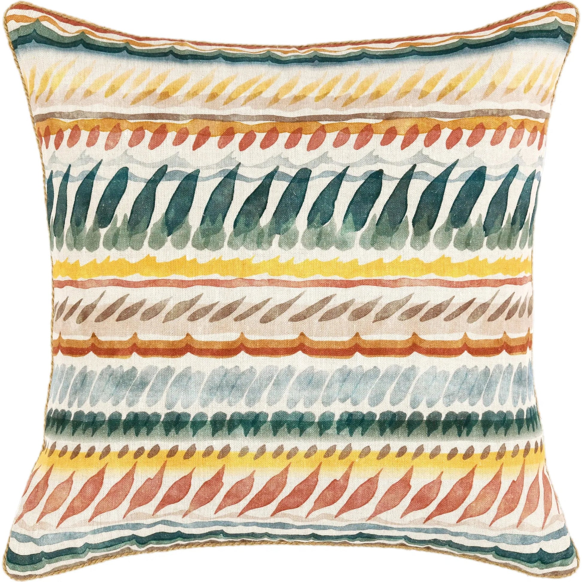 Cetara Belgian Linen Fabric Multi-Color Throw Pillow by Villa by Classic Home in multi-color. Made from 100% belgian flax linen in a eclectic & global style.