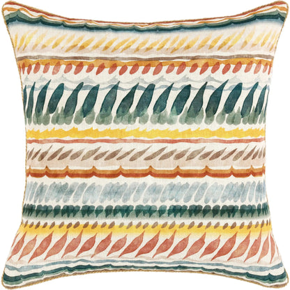 Cetara Belgian Linen Fabric Multi-Color Throw Pillow by Villa by Classic Home in multi-color. Made from 100% belgian flax linen in a eclectic & global style.