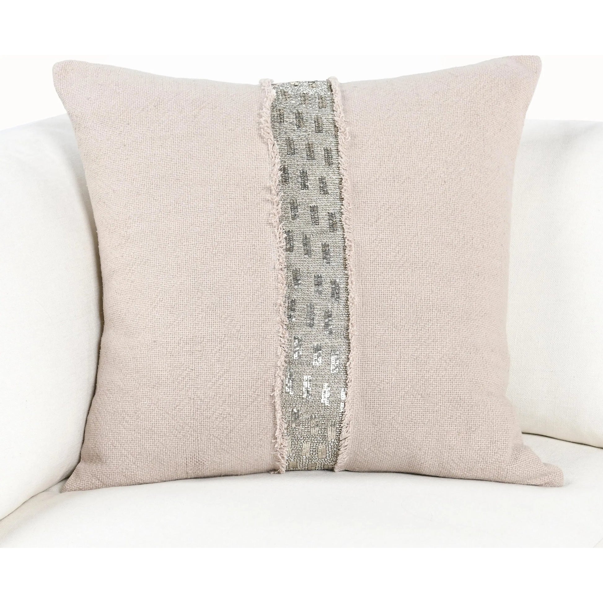 Lira Linen Blend Throw Pillow by Villa by Classic Home in natural. Made from 60% linen, 40% cotton, 100% cotton back in a unique style.