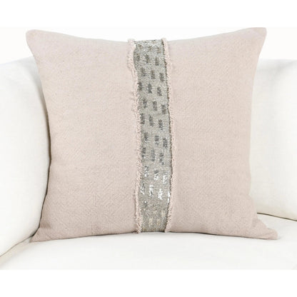 Lira Linen Blend Throw Pillow by Villa by Classic Home in natural. Made from 60% linen, 40% cotton, 100% cotton back in a unique style.
