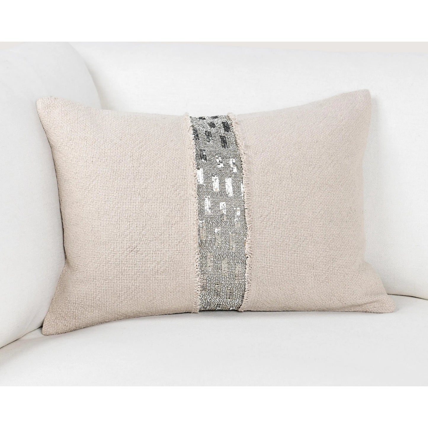 010 SI-2533337 | Lifestyle | Lira Linen Blend Throw Pillow by Villa by Classic Home in natural. Made from 60% linen, 40% cotton, 100% cotton back in a unique style.