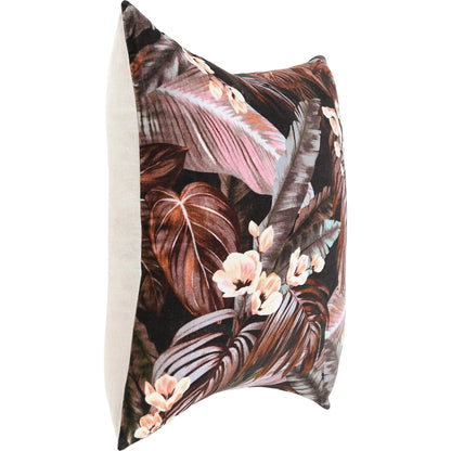 Makana Velvet Cotton Throw Pillow by Villa by Classic Home in brown. Made from 100% cotton velvet, 50% cotton, 50% linen back in a unique style.