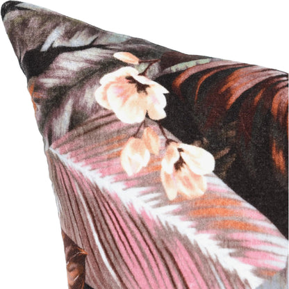 Makana Velvet Cotton Throw Pillow by Villa by Classic Home in brown. Made from 100% cotton velvet, 50% cotton, 50% linen back in a unique style.