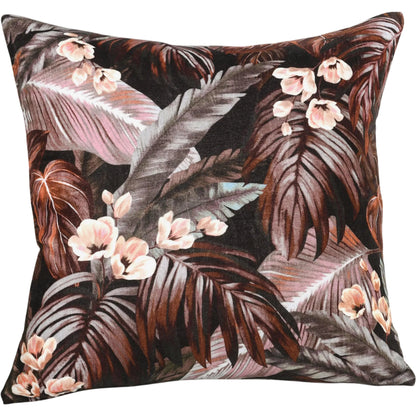 Makana Velvet Cotton Throw Pillow by Villa by Classic Home in brown. Made from 100% cotton velvet, 50% cotton, 50% linen back in a unique style.