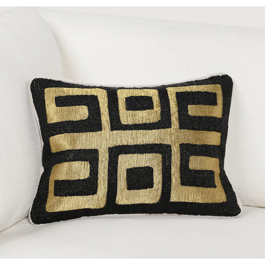 Dala Cotton Blend Throw Pillow by Villa by Classic Home in black. Made from 50% cotton, 50% linen in a unique style.