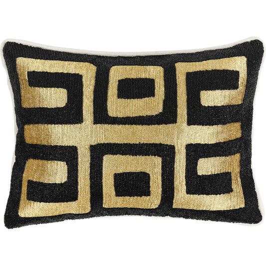 Dala Cotton Blend Throw Pillow by Villa by Classic Home in black. Made from 50% cotton, 50% linen in a unique style.