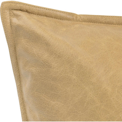 Golden Genuine Leather Throw Pillow by Villa by Classic Home in wheat. Made from 100% genuine leather, 100% cotton in a unique style.