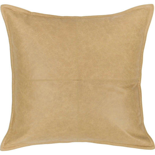 Golden Genuine Leather Throw Pillow by Villa by Classic Home in wheat. Made from 100% genuine leather, 100% cotton in a unique style.