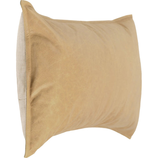 Golden Genuine Leather Throw Pillow by Villa by Classic Home in wheat. Made from 100% genuine leather, 100% cotton in a unique style.
