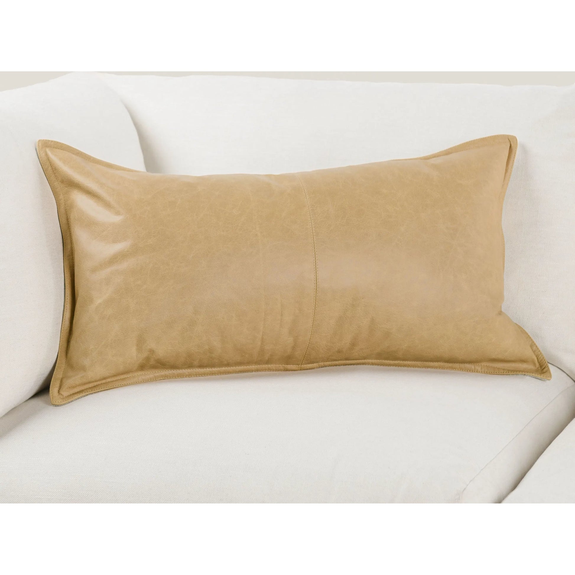 Golden Genuine Leather Throw Pillow by Villa by Classic Home in wheat. Made from 100% genuine leather, 100% cotton in a unique style.