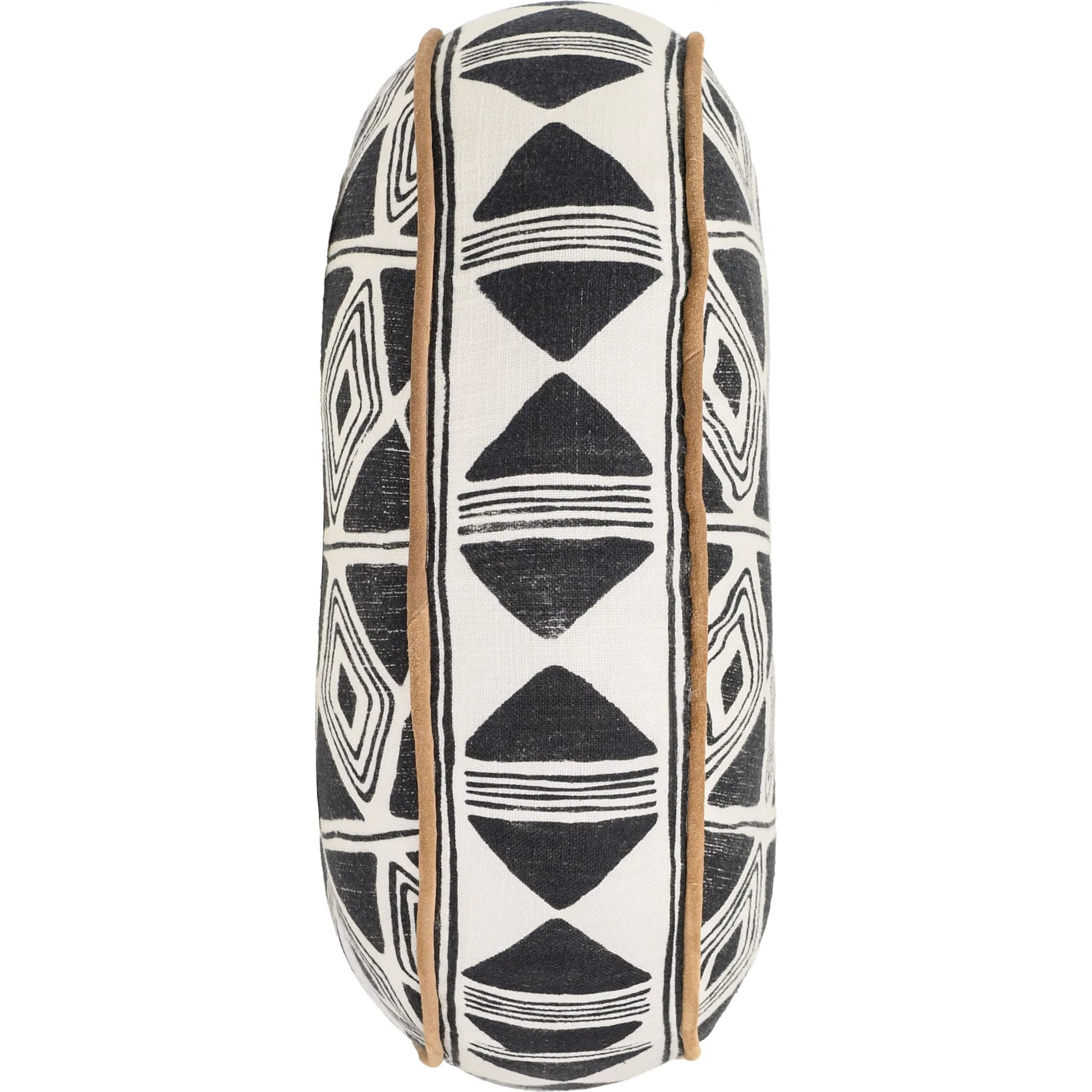 Nubia Round Cotton Fabric Throw Pillow by Villa by Classic Home in black, white. Made from unique in a rustic style.