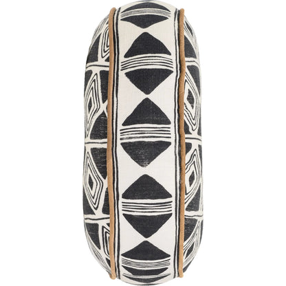 Nubia Round Cotton Fabric Throw Pillow by Villa by Classic Home in black, white. Made from unique in a rustic style.